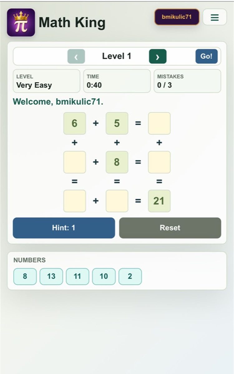 Math King matematička slagalica u Pi Browseru